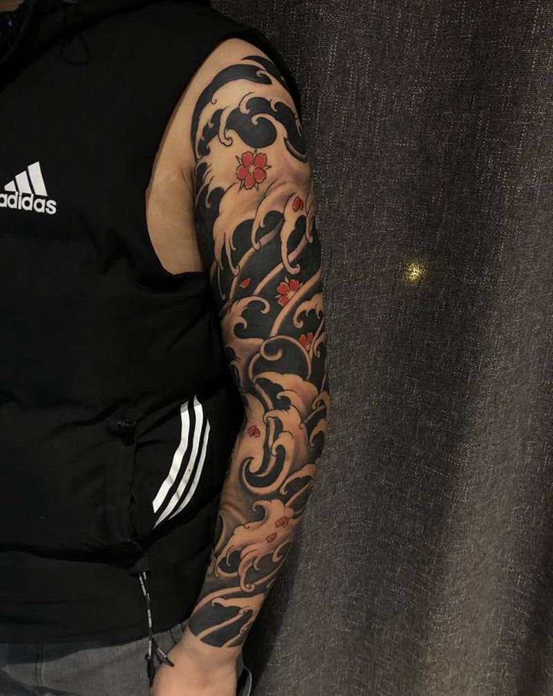 浪臂纹身图片_手臂纹身图案