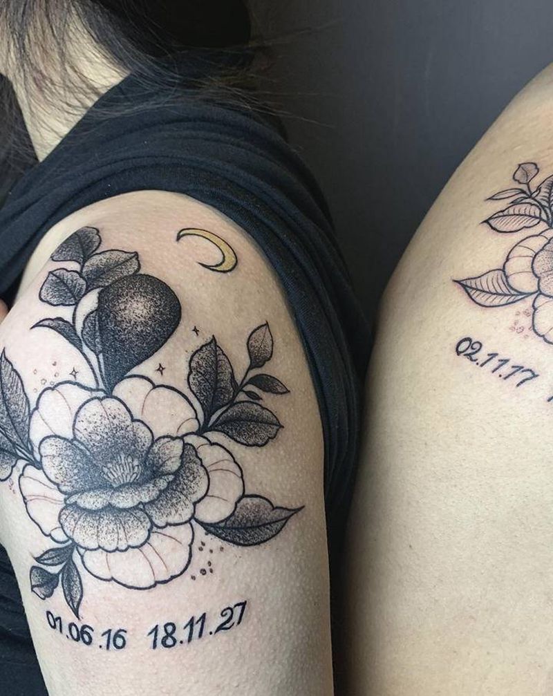 情侣素花纹身图片_点刺纹身图案