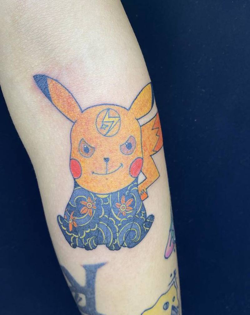 皮卡丘纹身图片_手臂New SchoolOld School纹身图案