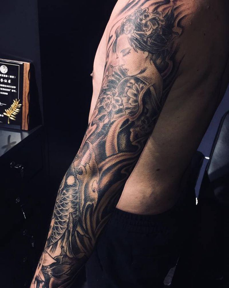 艺伎纹身图片_手臂纹身图案