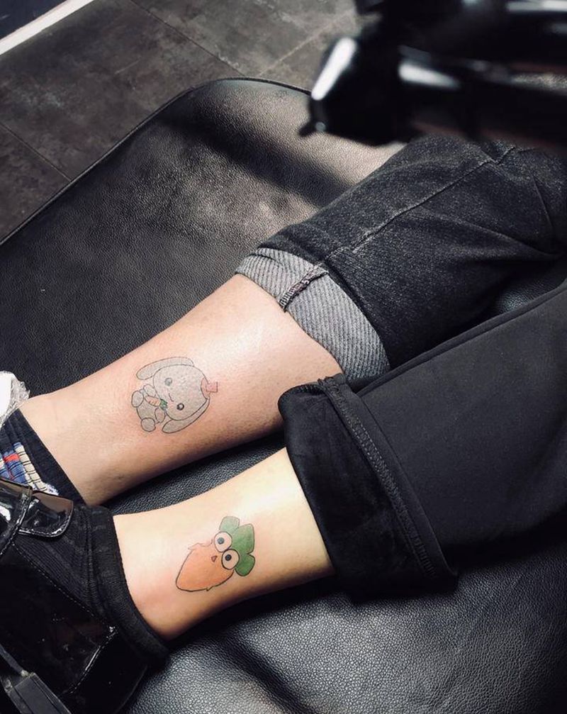 情侣纹身纹身图片_腿部纹身图案