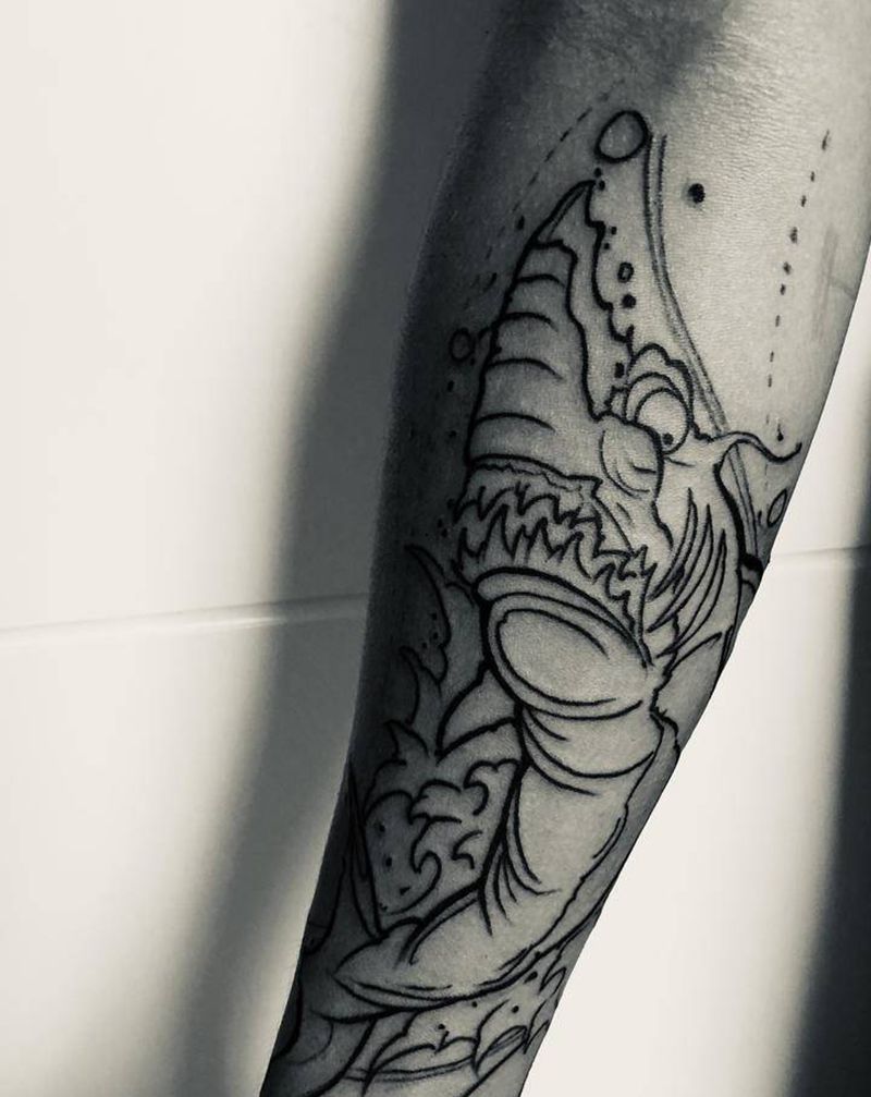 去年作品 补发纹身图片_手臂新传统New School纹身图案