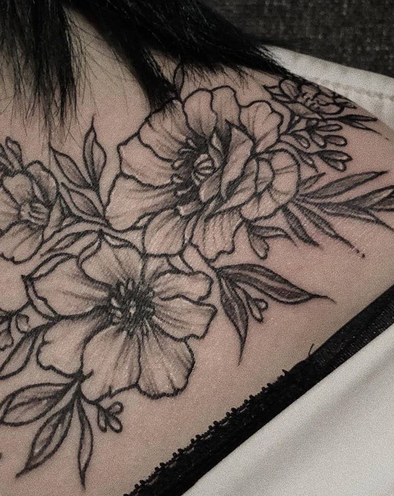 素花纹身图片_肩部纹身图案