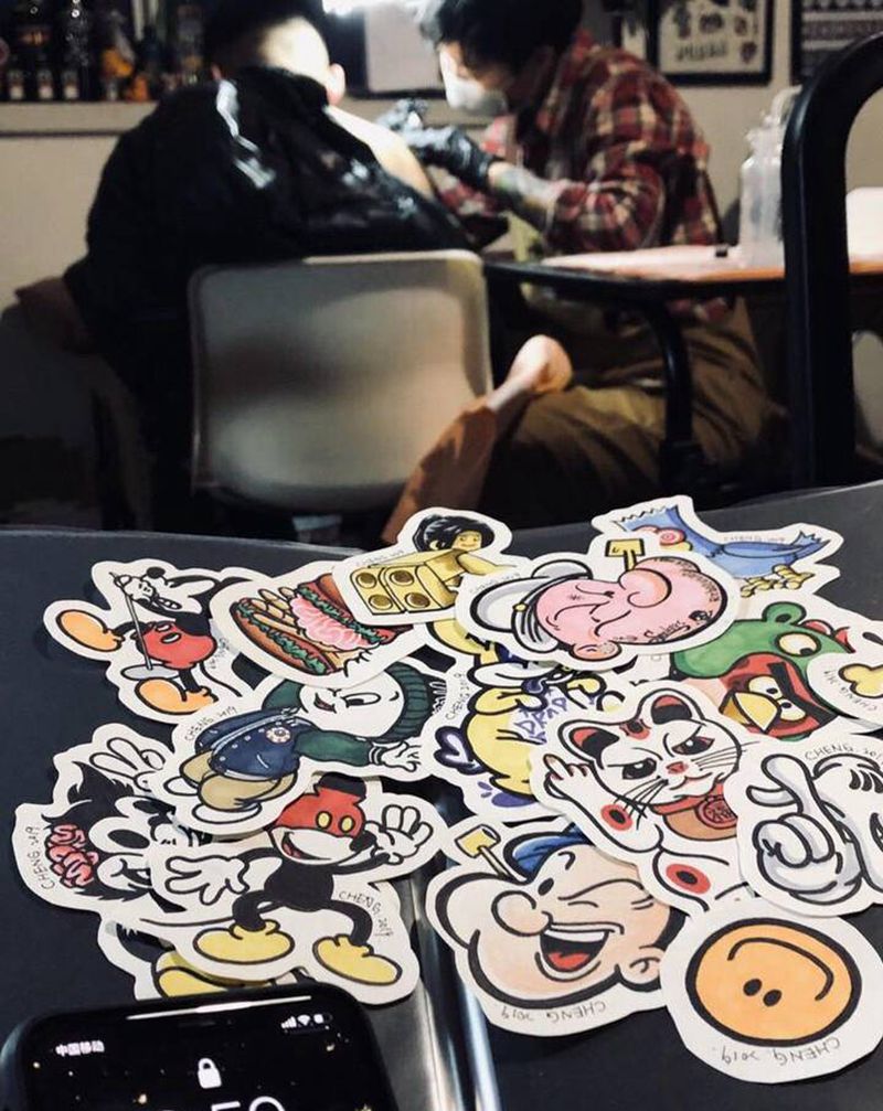 店内部分手稿纹身图片_Old SchoolNew School原创纹身图案