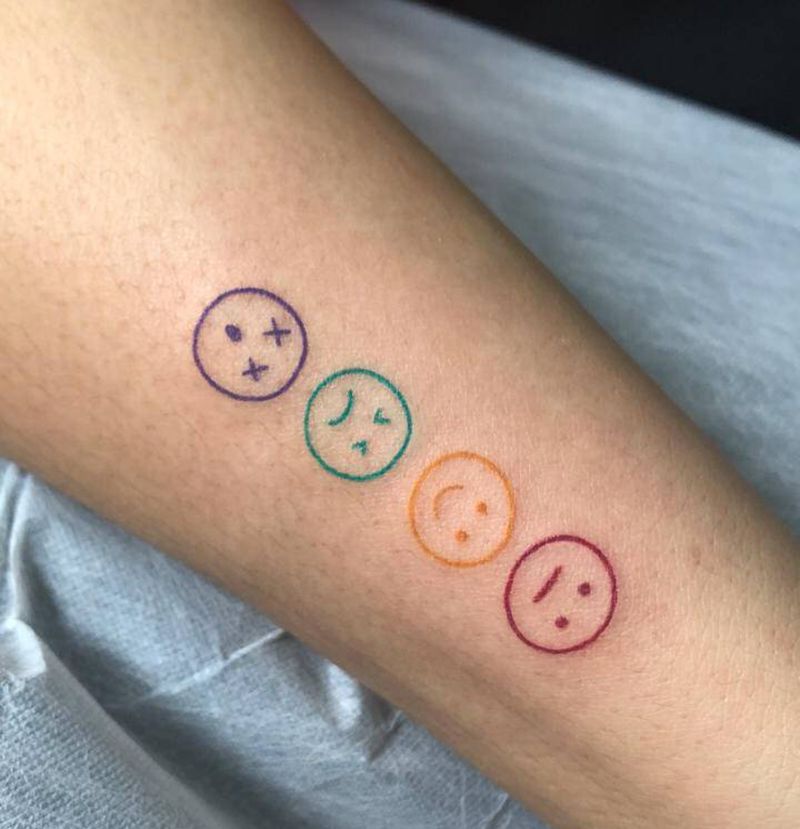 喜怒哀乐纹身图片_手臂几何纹身图案