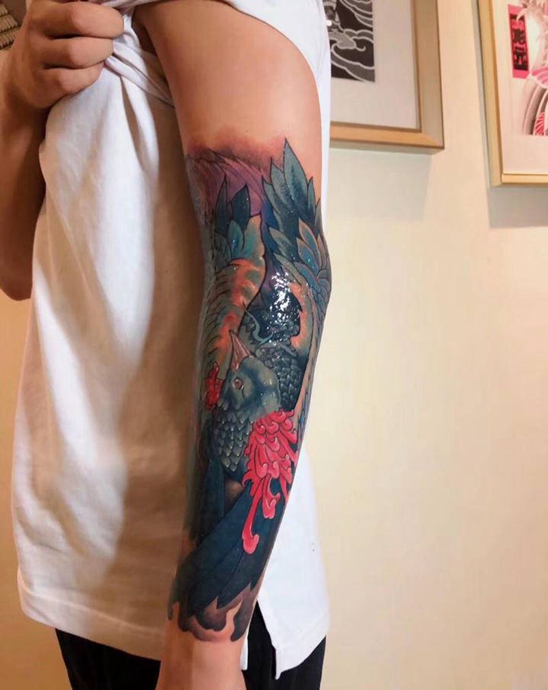 疤痕覆盖纹身图片_手臂新传统疤痕覆盖纹身图案