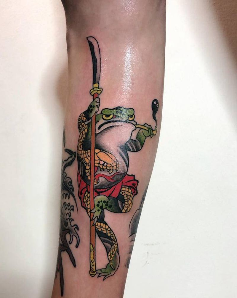 老传统纹身图片_腿部老传统纹身图案