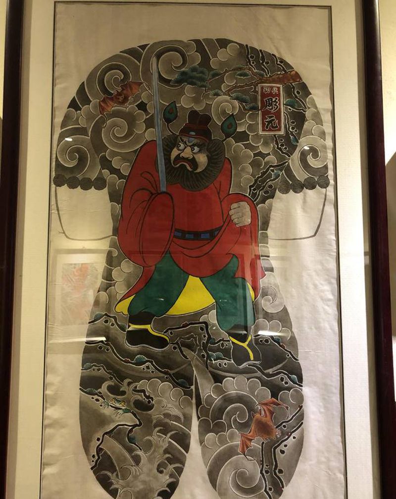 传统钟馗满背纹身手稿纹身图片_背部老传统纹身图案