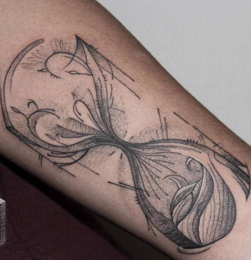 时之沙漏纹身图片_手臂点刺纹身图案