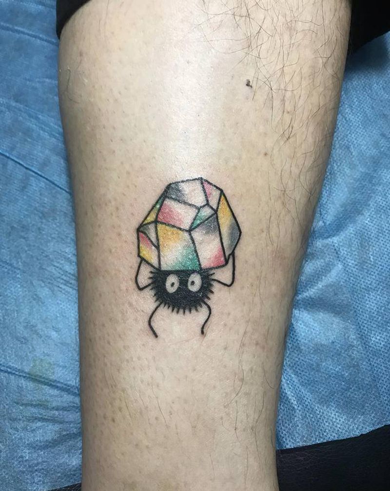 煤球纹身图片_腿部纹身图案