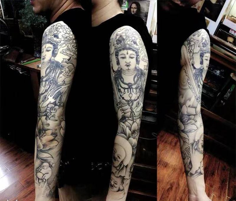 花臂纹身图片_手臂老传统纹身图案