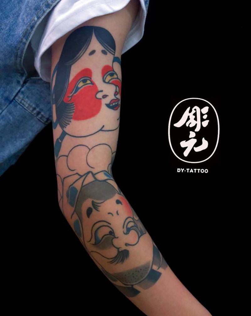 日式花臂，未完纹身图片_手臂老传统纹身图案