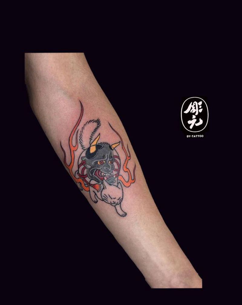 猫纹身图片_手臂新传统纹身图案