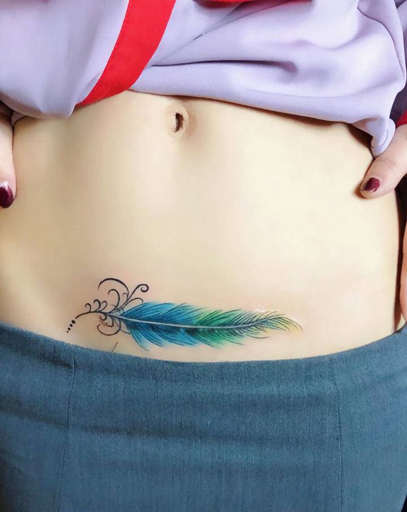 刨腹产遮盖纹身图片_腹部新传统纹身图案