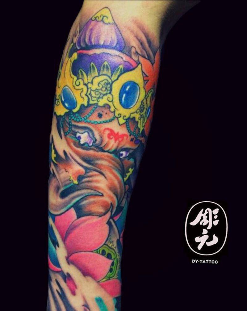 象神纹身图片_手臂新传统纹身图案