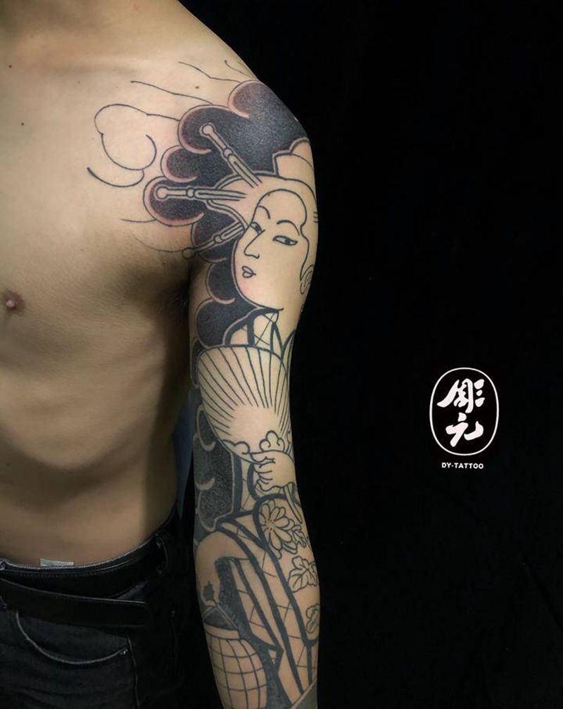 未完纹身图片_手臂老传统纹身图案