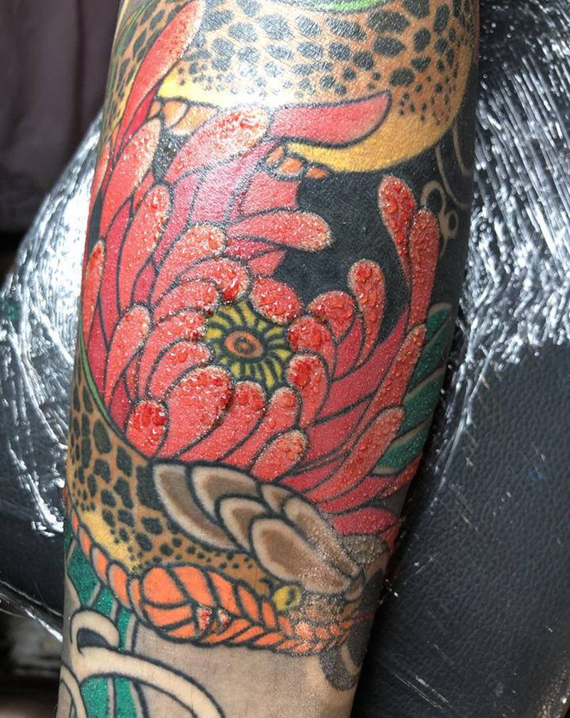 花纹身图片_老传统纹身图案