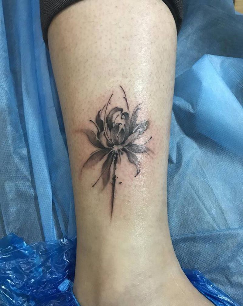 彼岸花纹身图片_腿部纹身图案