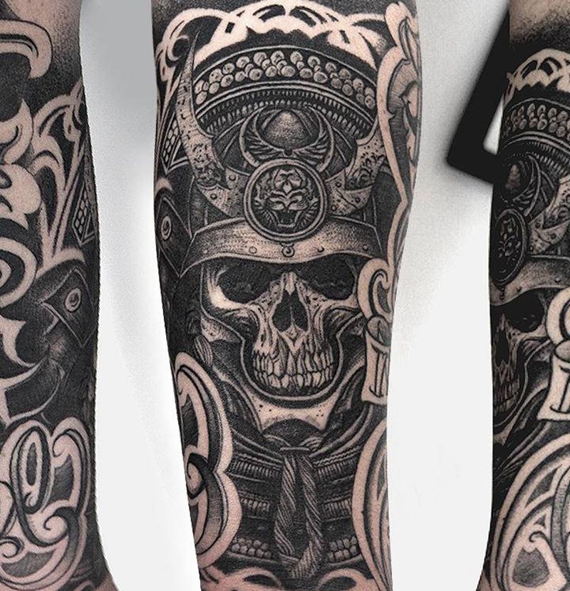 暗黑包小臂纹身图片_手臂点刺几何纹身图案