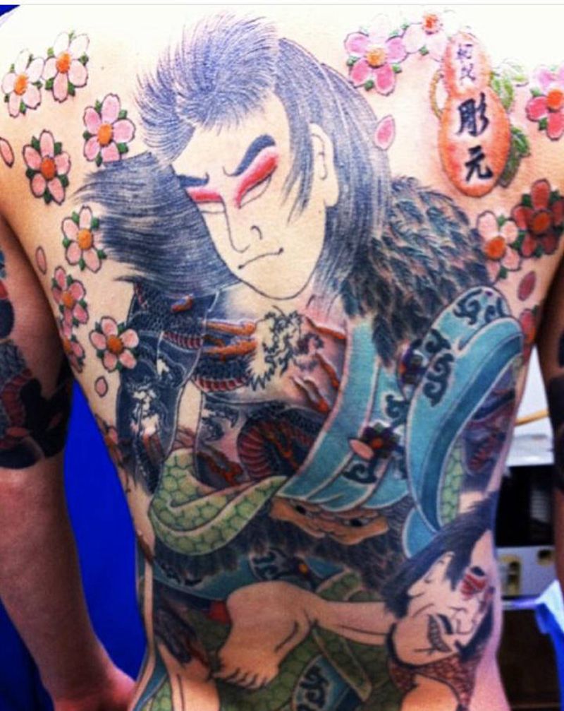 日式传统纹身图片_背部老传统纹身图案