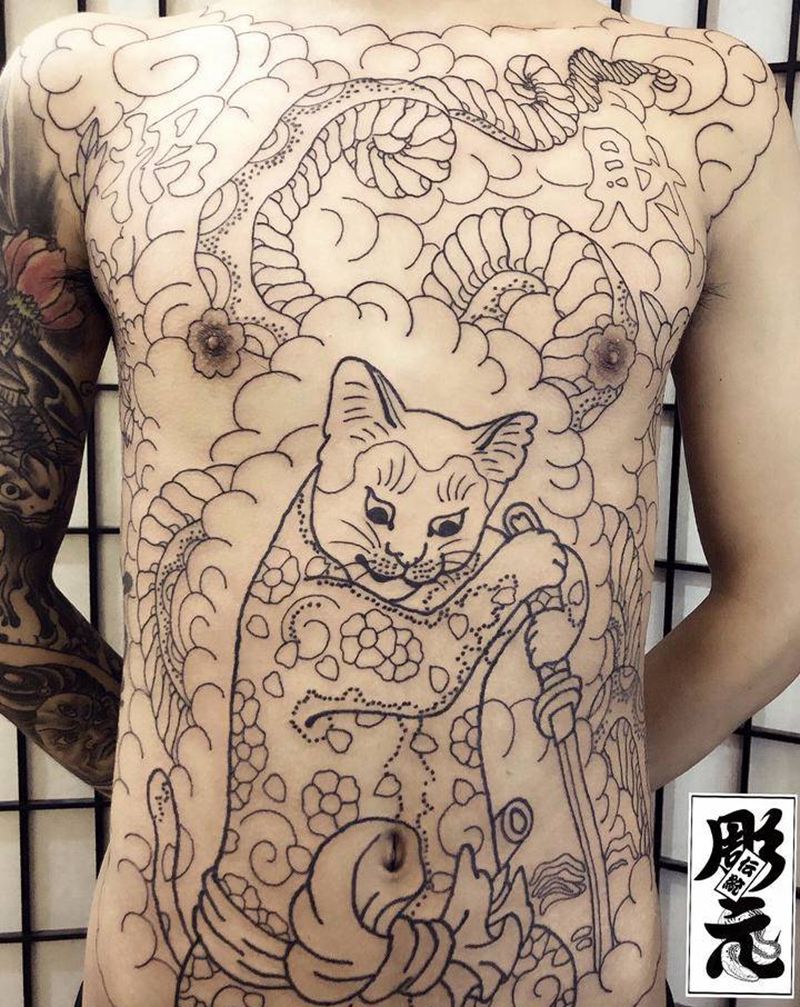 割线纹身图片_老传统纹身图案