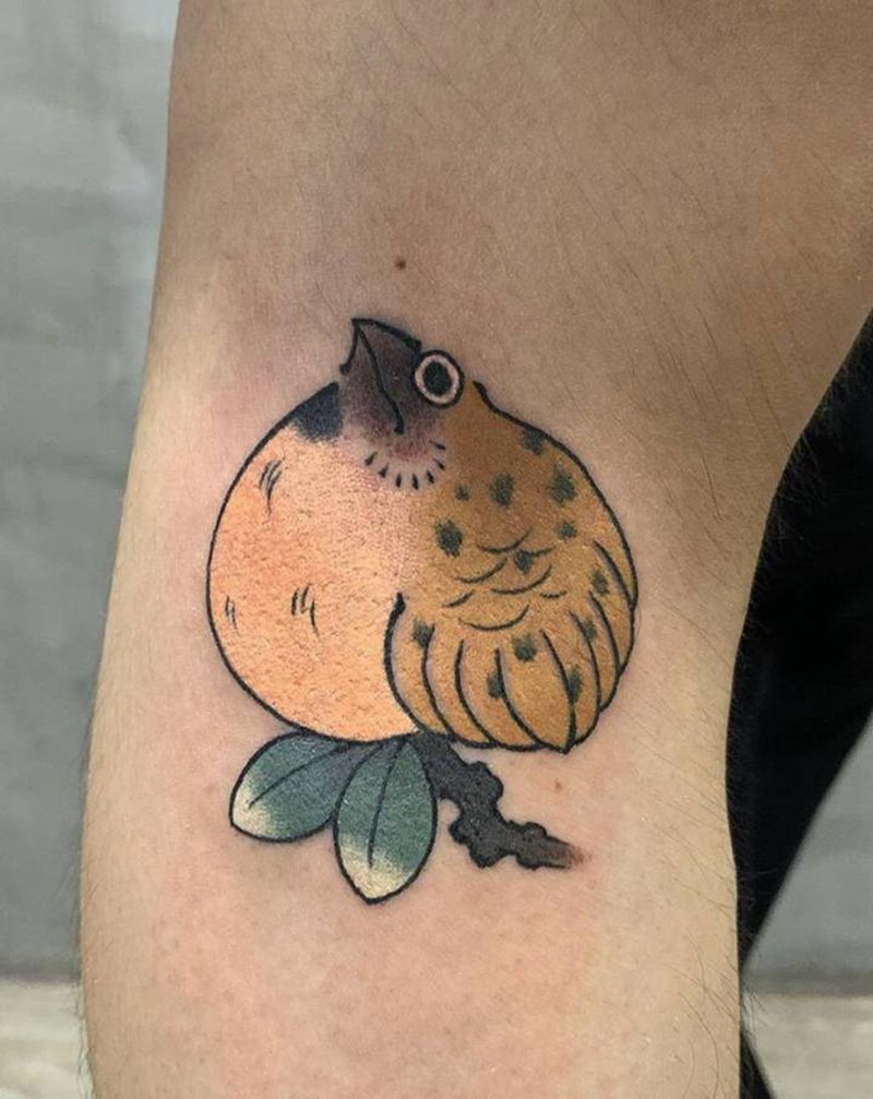 麻雀桃纹身图片_老传统纹身图案