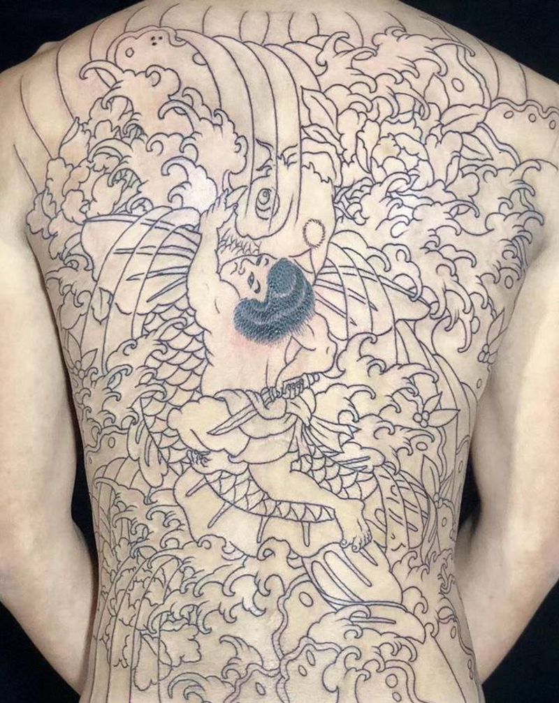 驻店刺青师by勇纹身图片_老传统纹身图案