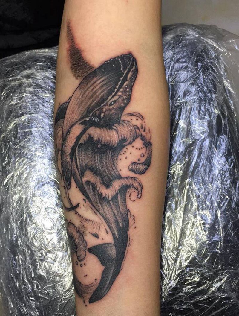 鲸鱼纹身纹身图片_手臂纹身图案