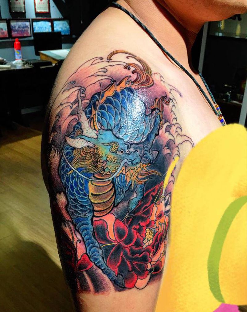 麒麟纹身图片_手臂老传统纹身图案