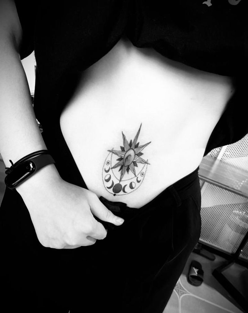 点刺纹身图片_腹部点刺纹身图案