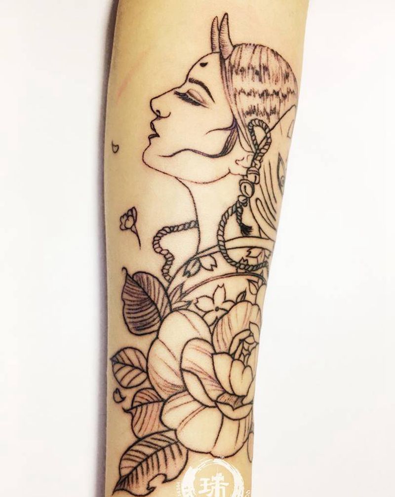 艺妓纹身图片_手臂新传统纹身图案