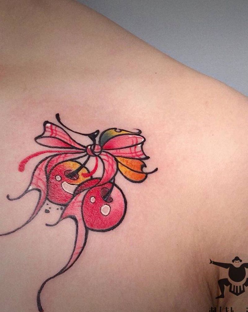 樱桃纹身图片_肩部New School纹身图案