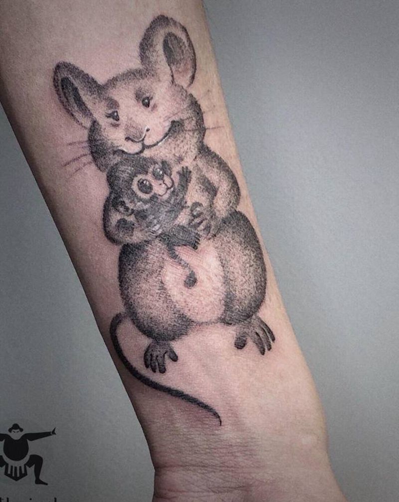 兔猴纹身图片_手臂点刺纹身图案