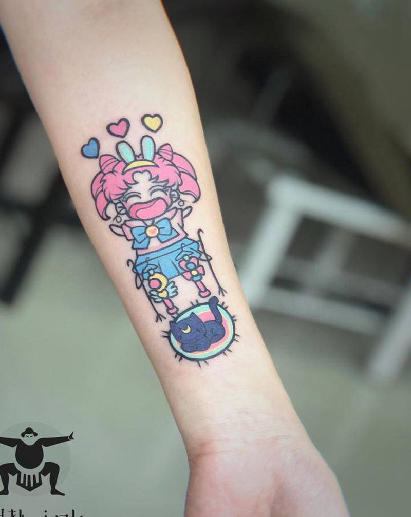 美少女纹身图片_手臂Old School纹身图案