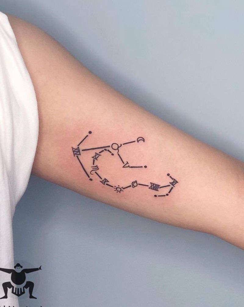 星座纹身图片_手臂几何纹身图案