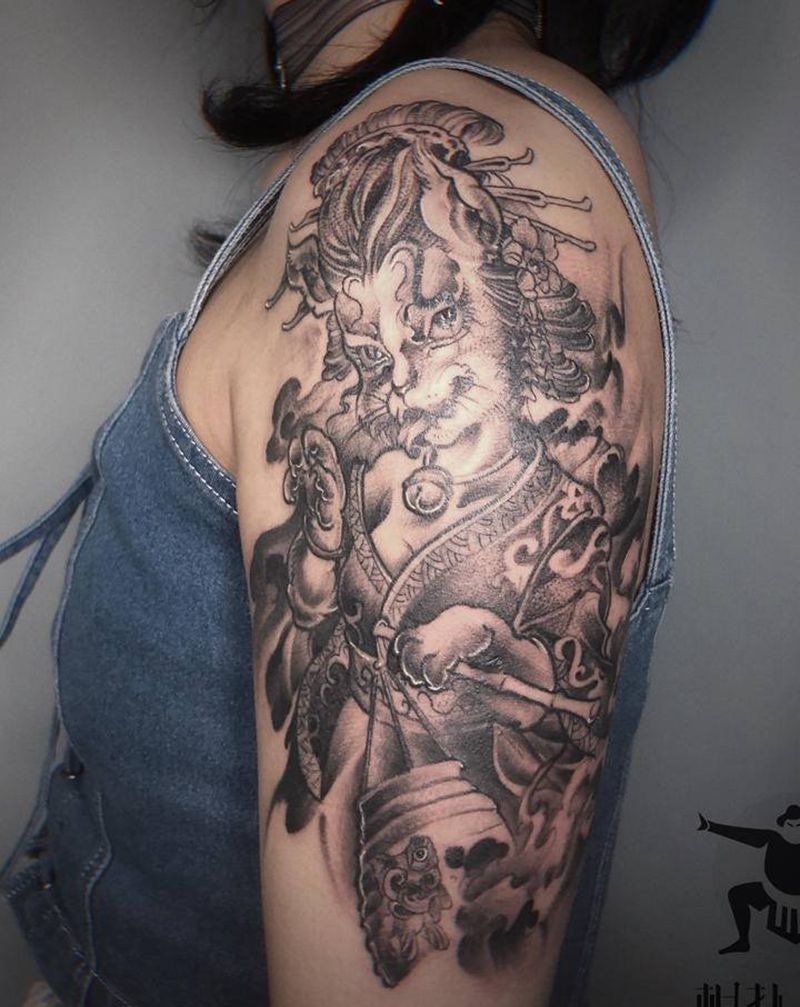 艺伎喵纹身图片_手臂新传统纹身图案