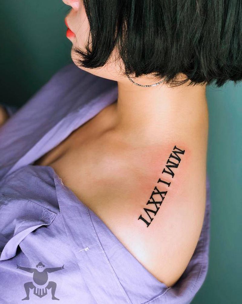 字母纹身图片_肩部花体字纹身图案