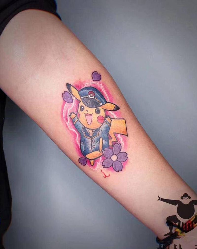 皮卡丘纹身图片_手臂New School纹身图案