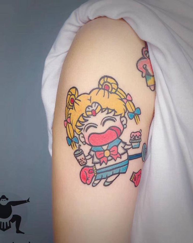 美少女 水兵月纹身图片_手臂New School纹身图案