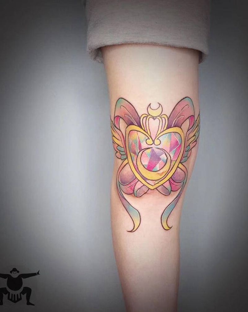 美少女变身法器纹身图片_腿部New School纹身图案