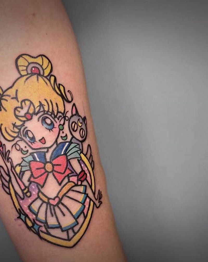 水兵月纹身图片_手臂New School纹身图案