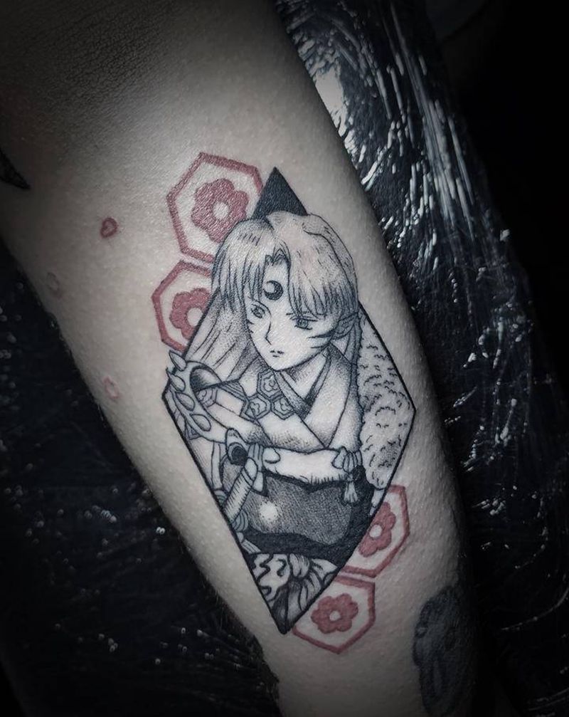 动漫（杀生丸）纹身图片_手臂水彩纹身图案