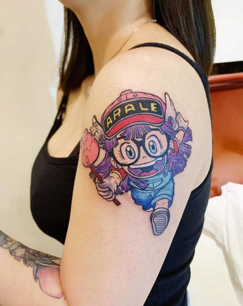 动漫（阿拉蕾）纹身图片_手臂水彩纹身图案