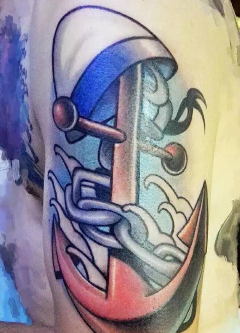 锚纹身图片_手臂New School纹身图案