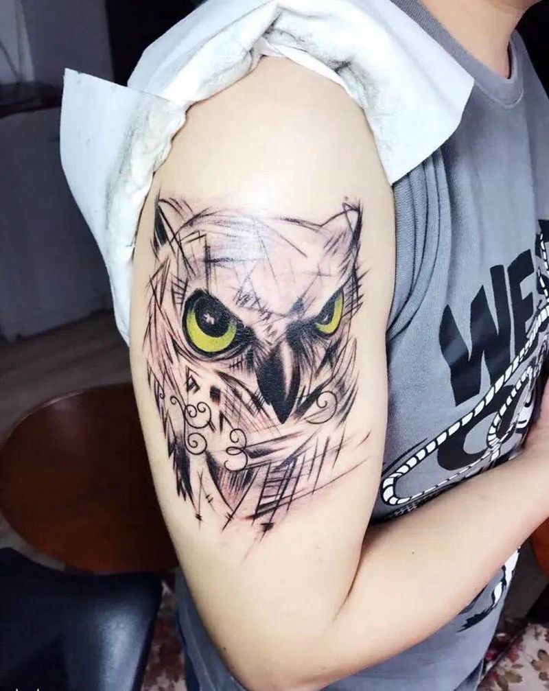 猫头鹰纹身图片_手臂纹身图案