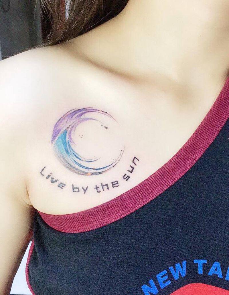 情侣纹身纹身图片_胸部水墨水彩纹身图案