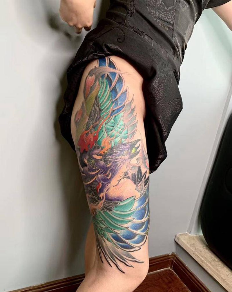 凤凰纹身图片_新传统纹身图案