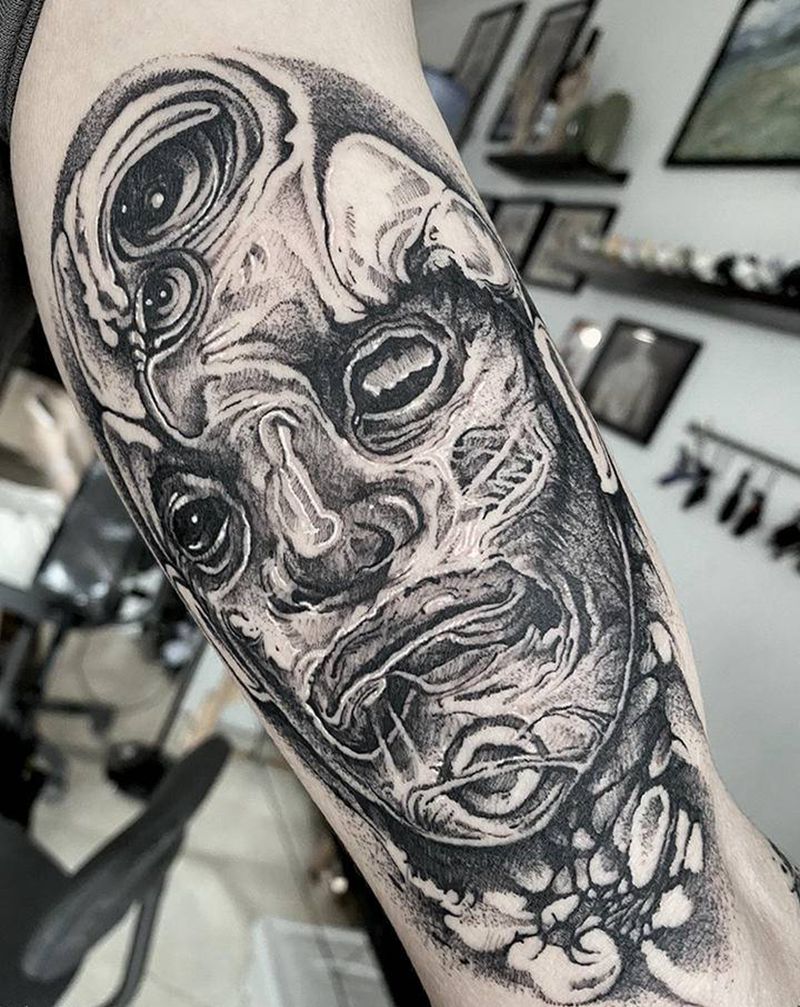 暗黑系列之鬼头纹身图片_手臂欧美写实纹身图案