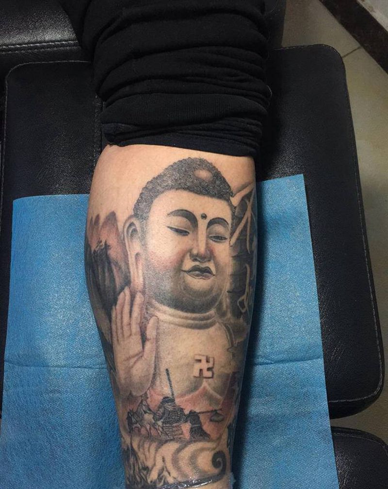 包小腿纹身图片_腿部纹身图案