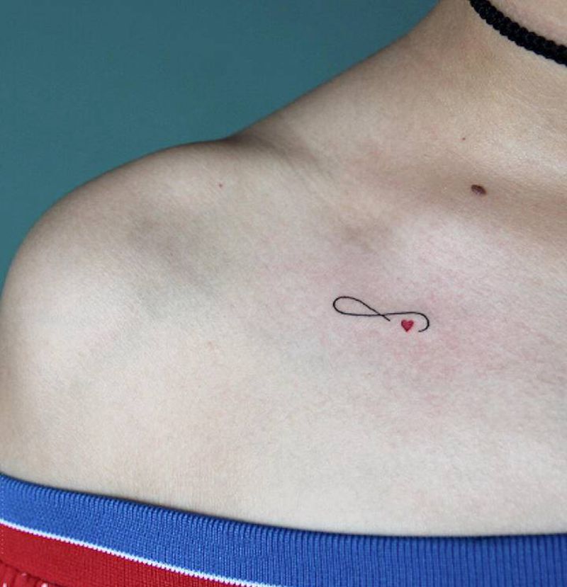 无限标志小清新纹身图片_肩部水彩几何纹身图案